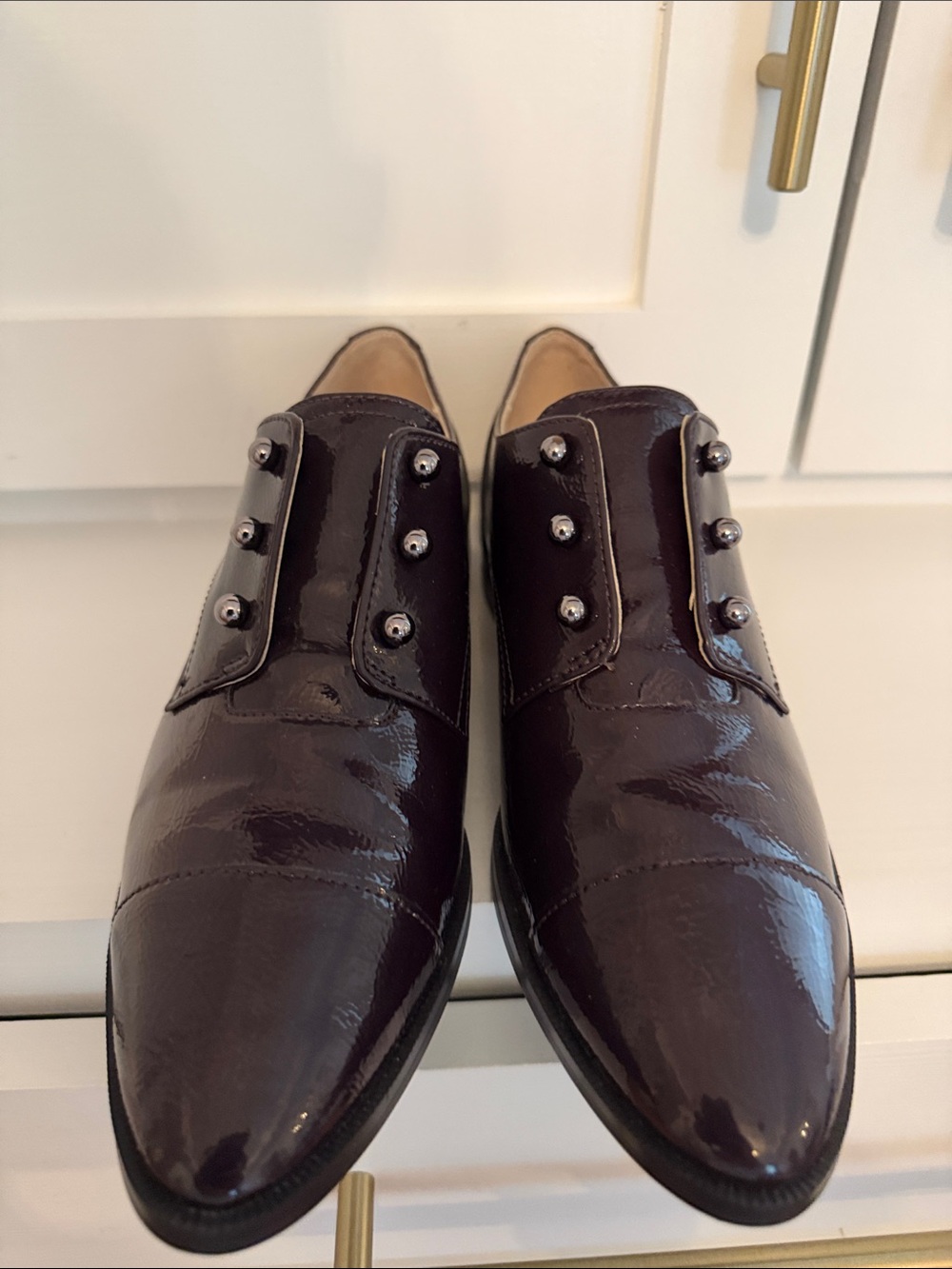 Nine West Patent Leather Oxblood Oxford Shoes Size 6.5